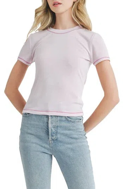Lush Contrast Stitch Crewneck T-shirt In Winsome Orchid