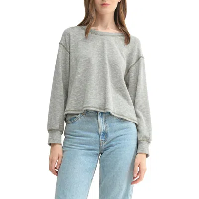 Lush Contrast Stitch Long Sleeve Knit Top In Sage Green