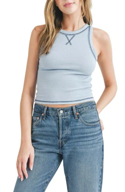 Lush Contrast Stitch Thermal Tank In Blue