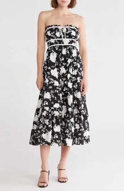 Lush Contrast Strapless Midi Dress