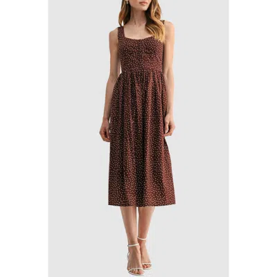 Lush Corset A-line Midi Dress In Brown