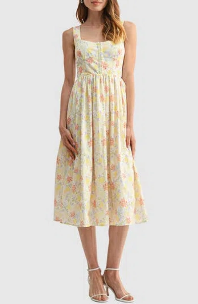 Lush Corset A-line Midi Dress In Multi