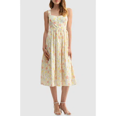 Lush Corset A-line Midi Dress In Neutral