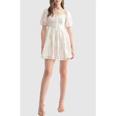 Lush Corset Puff Sleeve Minidress In White