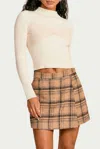 Lush Corset Ribbed-knit Mock Neck Top In Cream In Beige