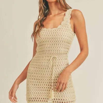 Lush Crochet Knit Tank Dress In Neutral