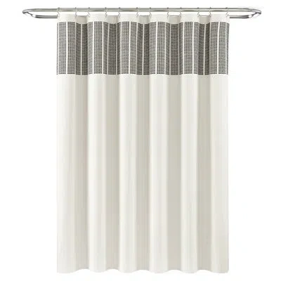 Lush Decor 100% Cotton Striped Single Shower Curtain In Black;ivory
