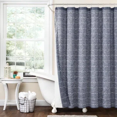 Lush Decor 2 Piece Solid Color Shower Curtain Set In Navy