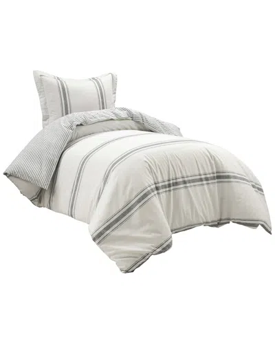 Lush Decor Lush Décor 2pc Farmhouse Back-to-campus Duvet Cover Set In Gray