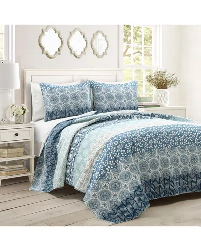 Lush Decor Lush Décor 3pc Bohemian Reversible Oversized Quilt Set In Blue
