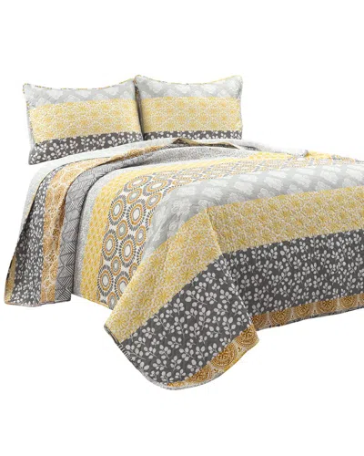 Lush Decor Lush Décor 3pc Bohemian Reversible Oversized Quilt Set In Yellow