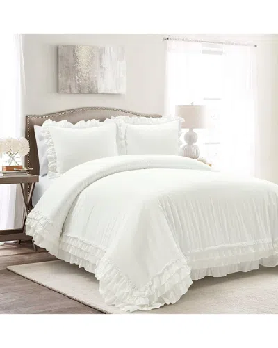 Lush Decor 3pc Ella Ruffle Duvet Cover Set In White
