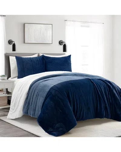 Lush Decor 3pc Farmhouse All-season Comforter Set In Blue