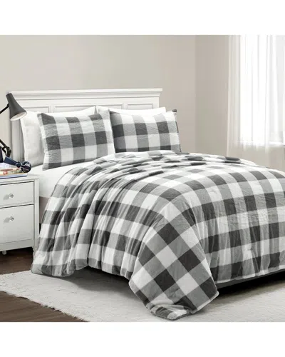 Lush Decor 3pc Plaid Lightweight All-season Comforter Set In Gray