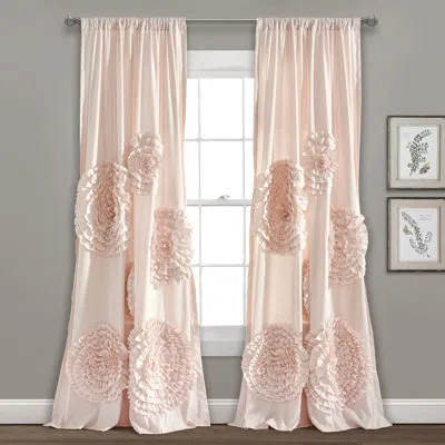 Lush Decor Acton Solid Semi-sheer Rod Pocket Single Curtain Panel In Blush