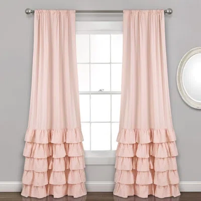 Lush Decor Allison Ruffle Window Curtain Panels Blush 40x95 Set