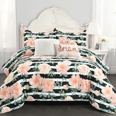 Lush Decor Amara Black/dusty Rose Microfiber Reversible Comforter Set In Black;dusty Rose