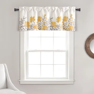 Lush Decor Aprile Light Filtering Valance Blue/gray Single 52x18+2 In Yellow,white