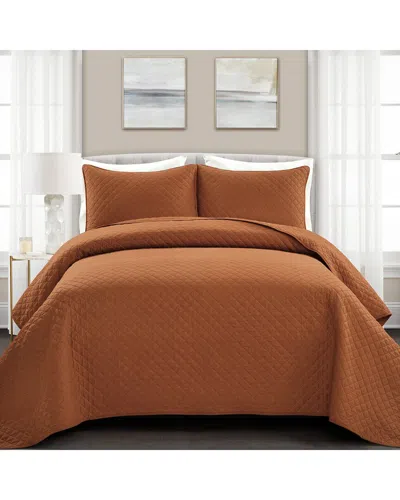 Lush Decor Ava Diamond Oversized Quilt Set In Brown