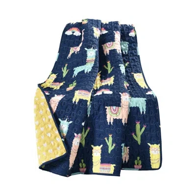 Lush Decor Ava Make A Wish Southwest Llama Cactus Throw In Blue