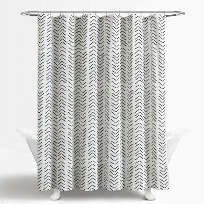 Lush Decor Basse Cotton Blend Chevron / Zig Zag Shower Curtain In Black