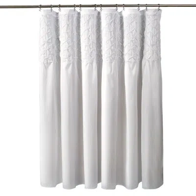 Lush Decor Bayview 100% Cotton Solid Color Single Shower Curtain Hooks In Bleach White