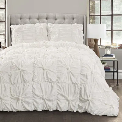 Lush Decor Bella 100% Cotton Modern & Contemporary 3 Piece Comforter Set In White