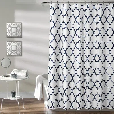 Lush Decor Bellagio Geometric Single Shower Curtain In Navy