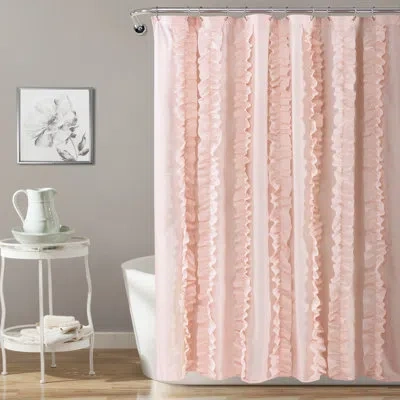 Lush Decor Belle Single Shower Curtain In Blush