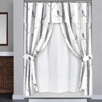 Lush Decor Bird On The Tree 16 Piece Shower Curtain Set + Hooks