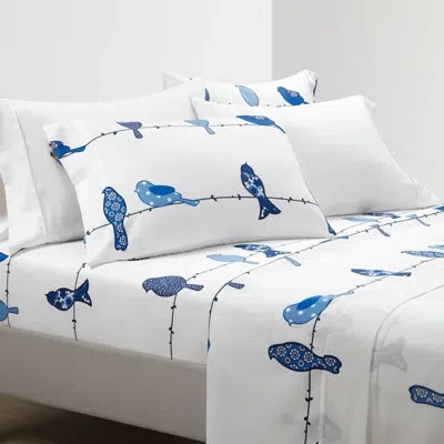 Lush Decor Birds Soft Sheet Set In Navy