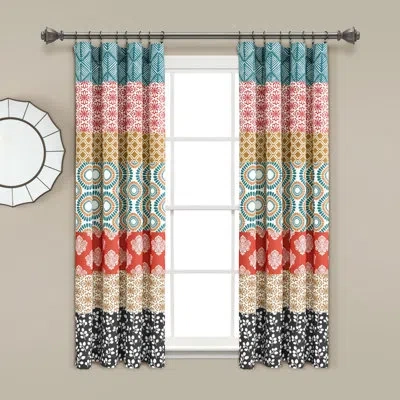 Lush Decor Bohemian Semi-sheer Curtain Panel In Turquoise,orange