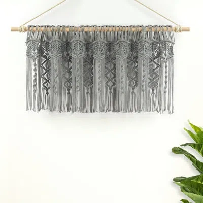 Lush Decor Boho Macrame Textured Cotton Valance/kitchen Curtain/wall Decor Single Gray 50x20
