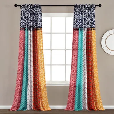 Lush Decor Boho Patch Patchwork Semi-sheer Curtain Panels
