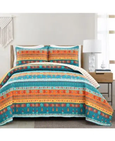 Lush Decor Boho Watercolor Border Quilt Set In Multi