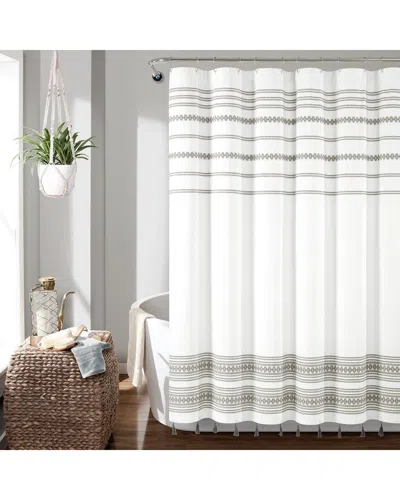 Lush Decor Lush Décor Breezy Chic Tassel Jacquard Cotton Blend Shower Curtain In White