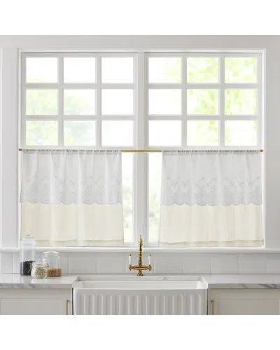Lush Decor Brigitte Embroidery Eyelet Scalloped Edge Kitchen Tiers In White