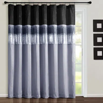 Lush Decor Brummage Striped Semi-sheer Rod Pocket Single Curtain Panel In Black,gray