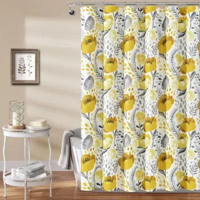 Lush Decor Bryonhall Floral Single Shower Curtain In White;yellow