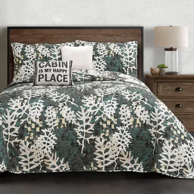 Lush Decor Camouflage Leaves Quilt 5 Piece Set In Green