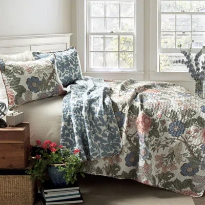Lush Decor Chengyu 100% Cotton Quilt Set In Green,blue