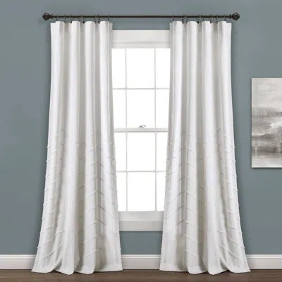 Lush Decor Chenille Chevron Chenille 100% Cotton Chevron Semi-sheer Curtain Panels In White