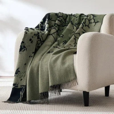 Lush Decor Chuks Collins Threaded Roots Wool Throw Blanket In Green