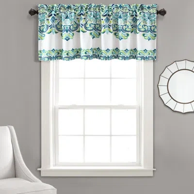 Lush Decor Clara Damask Tailored 52" Window Valance In Blue