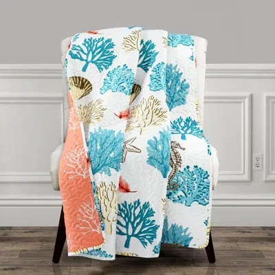 Lush Decor Coastal Reef Feather Reef Throw In Blue