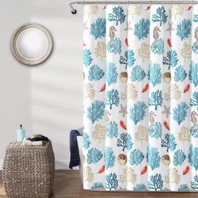 Lush Decor Coastal Reef Feather Single Shower Curtain