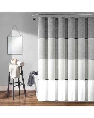 Lush Decor Lush Décor Color Block Ombre Yarn Dyed Cotton Blend Shower Curtain In Gray
