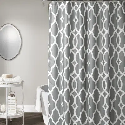 Lush Decor Connor Geo Single Shower Curtain In Gray