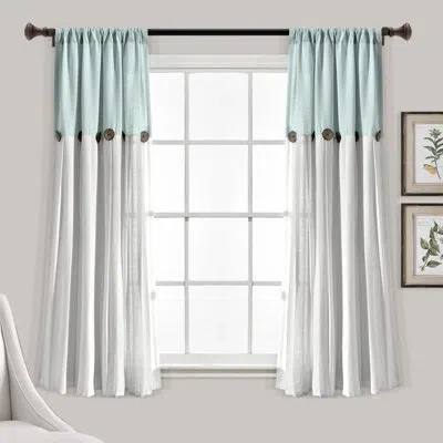 Lush Decor Cotton Blend Semi-sheer Rod Pocket Single Curtain Panels In Blue,white