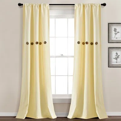 Lush Decor Cotton Blend Striped Semi-sheer Rod Pocket Curtain Panels In Yellow